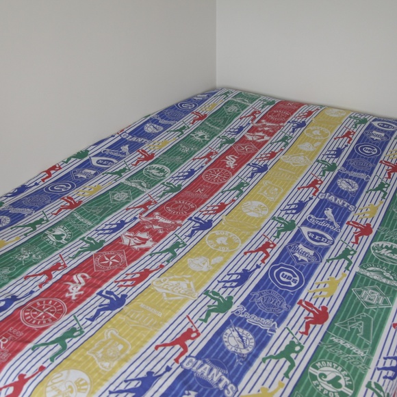 90s MLB Major League Baseball Teams Flat Bed Sheet - Picture 4 of 6